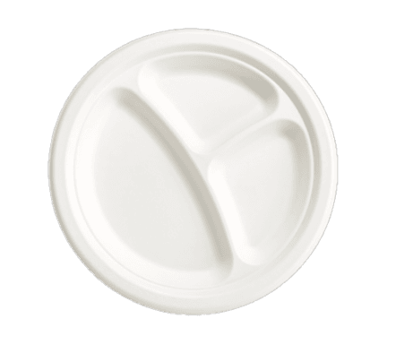 Plato redondo fibra de caña con divisiones núm 9
